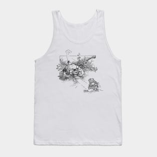 Visiting the Crab Doctor: A Delightful Frog Mom and Baby Journey in Cozy Cottagecore Tank Top